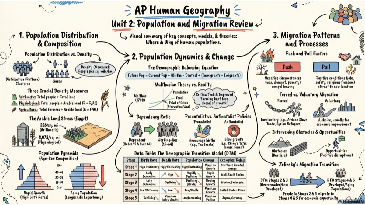 Unit 2: Population & Migration Patterns and Processes infographic