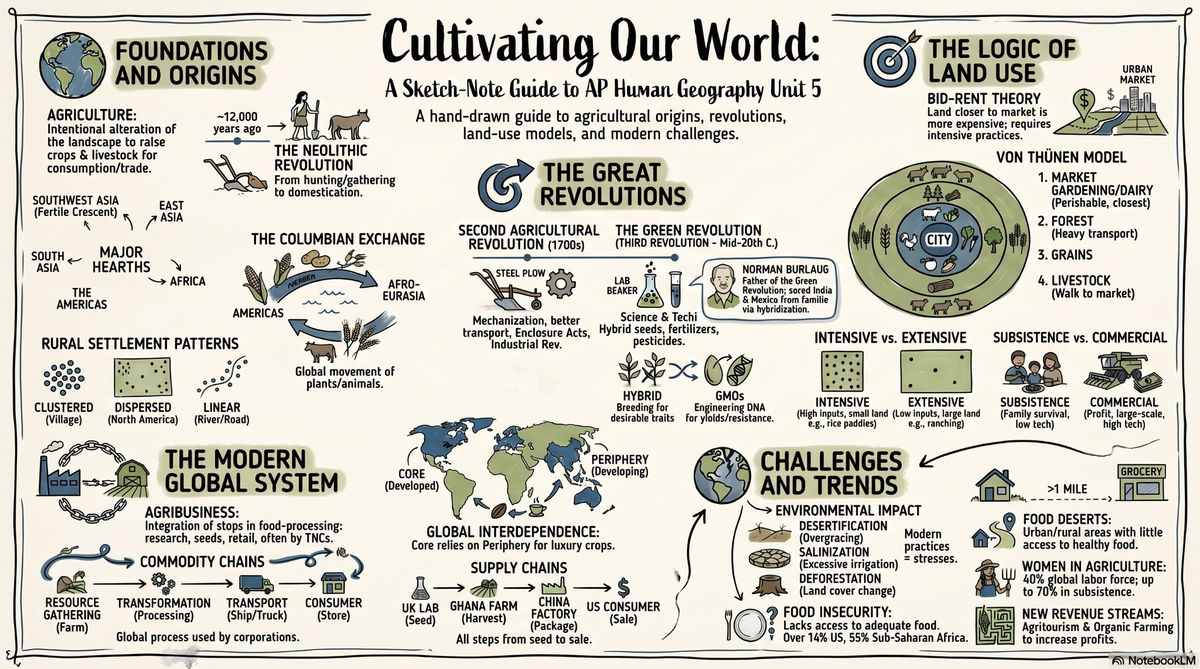Unit 5: Agriculture & Rural Land Use Patterns and Processes infographic