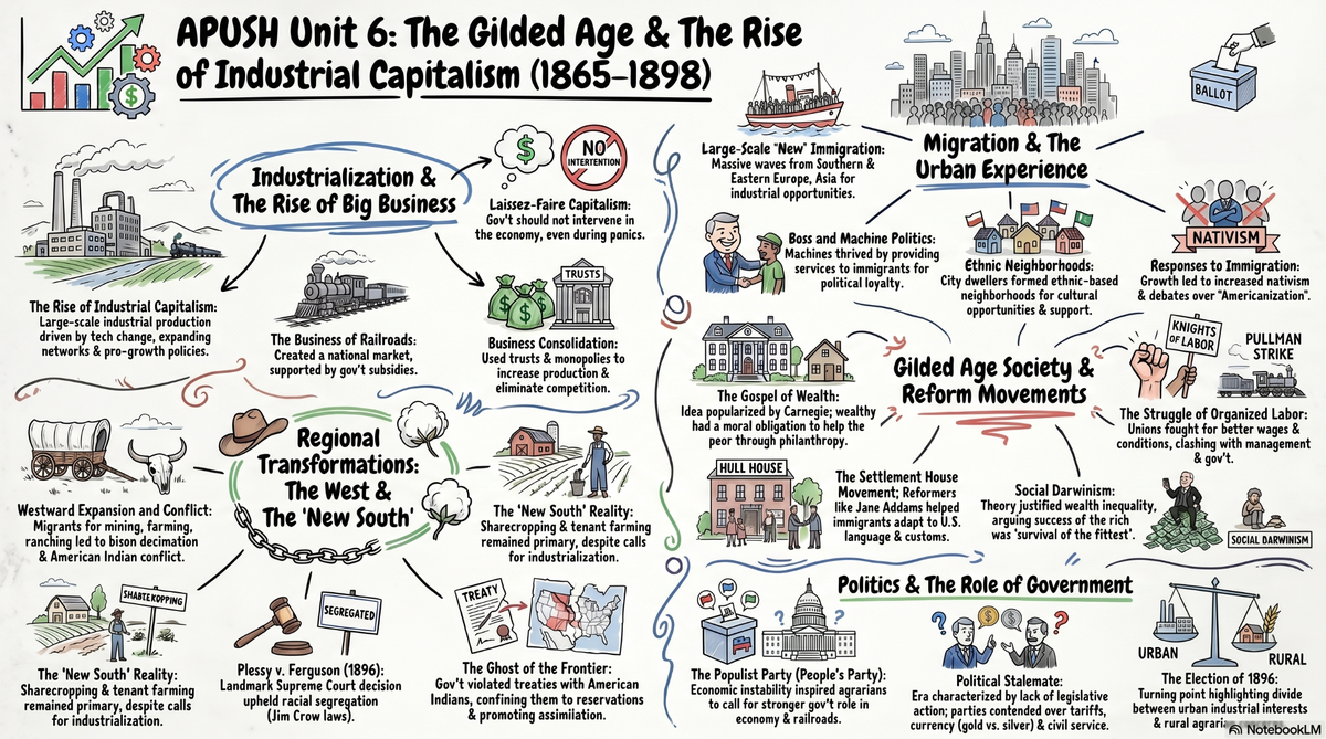 Unit 6: Period 6: The Gilded Age (1865–1898) infographic